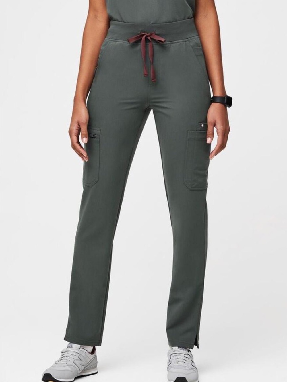 Figs Olive Green Drawstring Cargo Scrub Pants